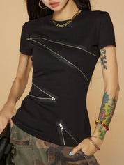 Black Grey Shoulders Short Sleeve