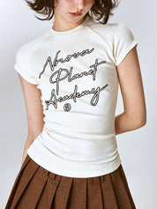 American Retro Dot Letter Raglan Tee
