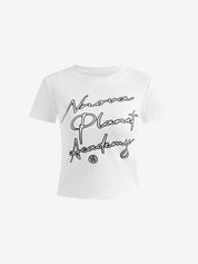 American Retro Dot Letter Raglan Tee