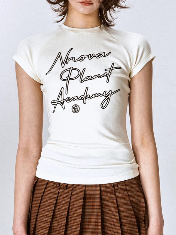 American Retro Dot Letter Raglan Tee