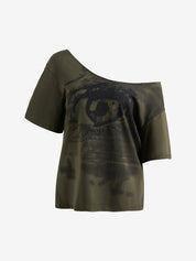 Eye print off-shoulder Tee