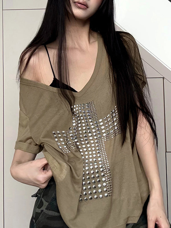 Hot Stamped Cross Oversized Short Sleeve