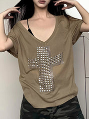 Hot Stamped Cross Oversized Short Sleeve