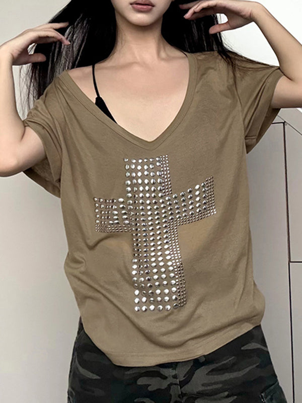 Hot Stamped Cross Oversized Short Sleeve