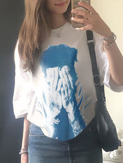 Personalized street style hip-hop portrait printing American hot girl style loose T-shirt