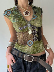 Vintage Print Short Sleeve