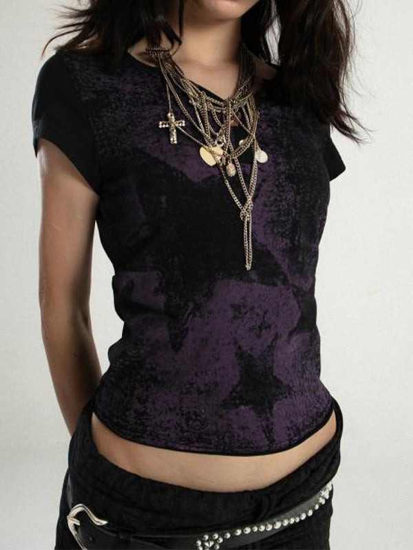 Punk Star Print Short Sleeve