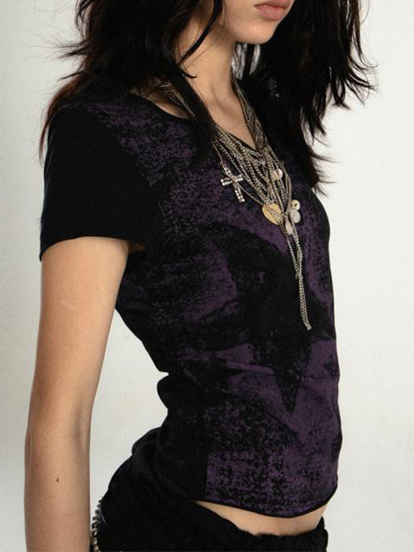 Punk Star Print Short Sleeve