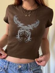 Vintage Feather Wings Hand Printed Tee