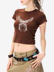 Vintage Feather Wings Hand Printed Tee