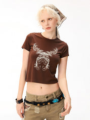 Vintage Feather Wings Hand Printed Tee