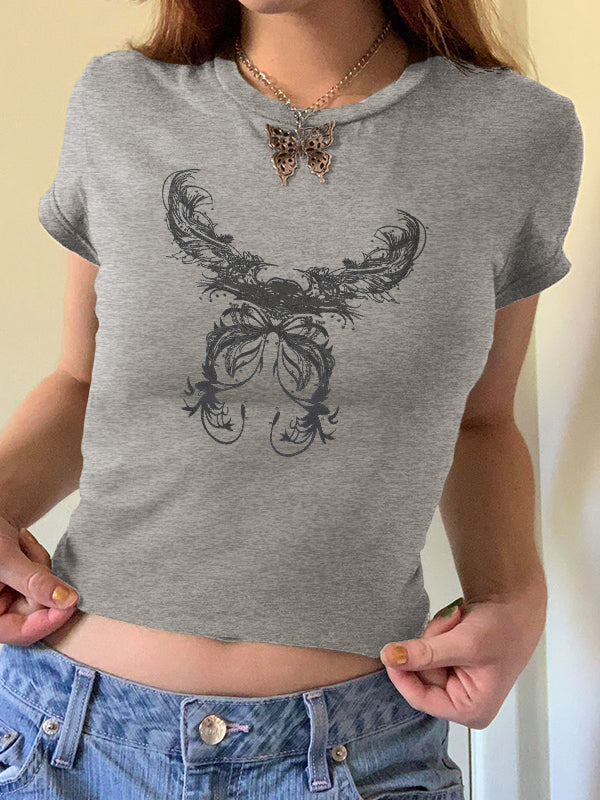 Vintage Feather Wings Hand Printed Tee