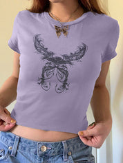 Vintage Feather Wings Hand Printed Tee
