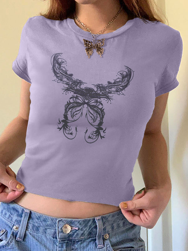Vintage Feather Wings Hand Printed Tee