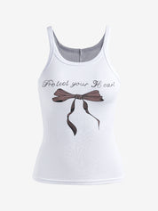 Basic Stretch Knit Bow Tie Cami Top