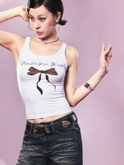 Basic Stretch Knit Bow Tie Cami Top