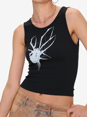 Street Spider Print Ribbed Tank Top