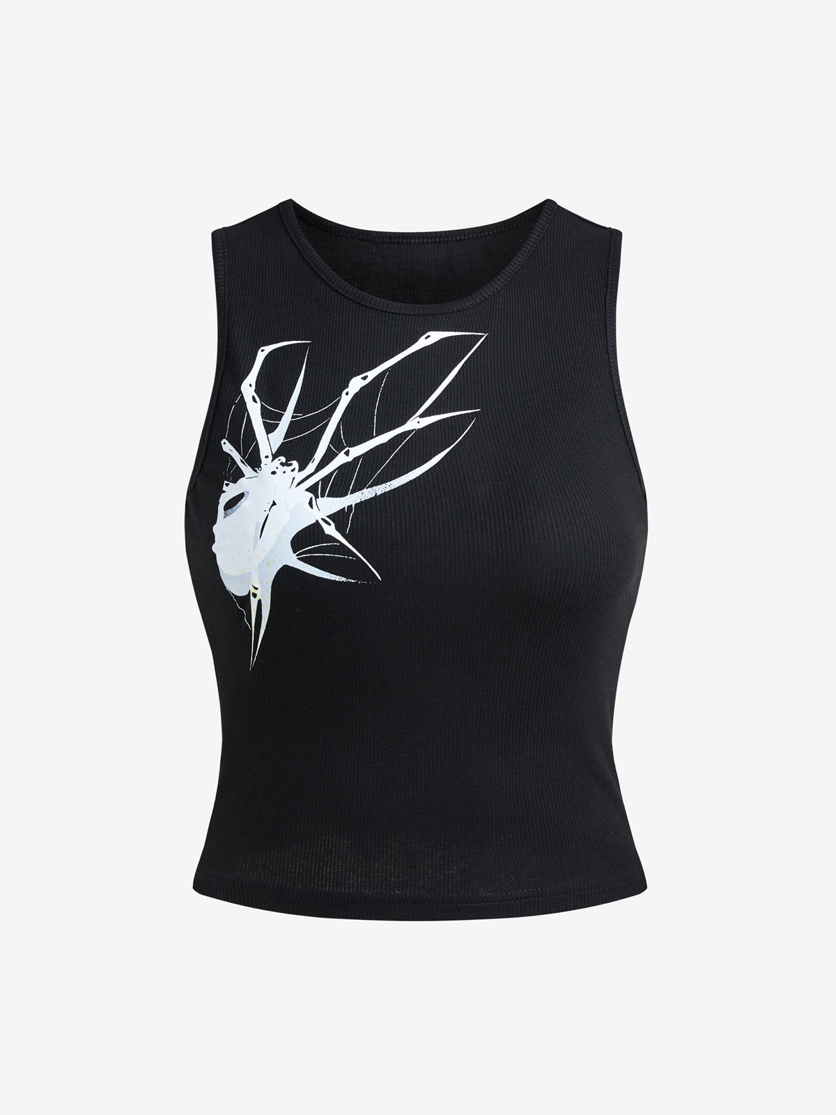 Street Spider Print Ribbed Tank Top