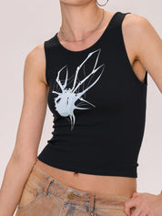 Street Spider Print Ribbed Tank Top
