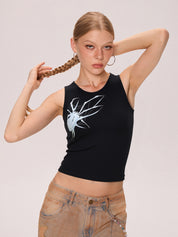Street Spider Print Ribbed Tank Top