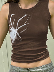 Street Spider Print Ribbed Tank Top