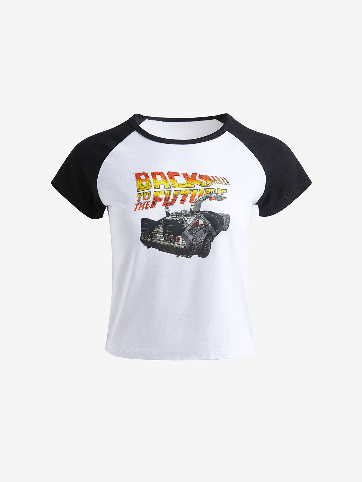 Lettering Racing Raglan Sleeve Cropped Top