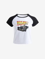 Lettering Racing Raglan Sleeve Cropped Top