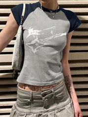Vintage Guitar Raglan Sleeve Crop Top