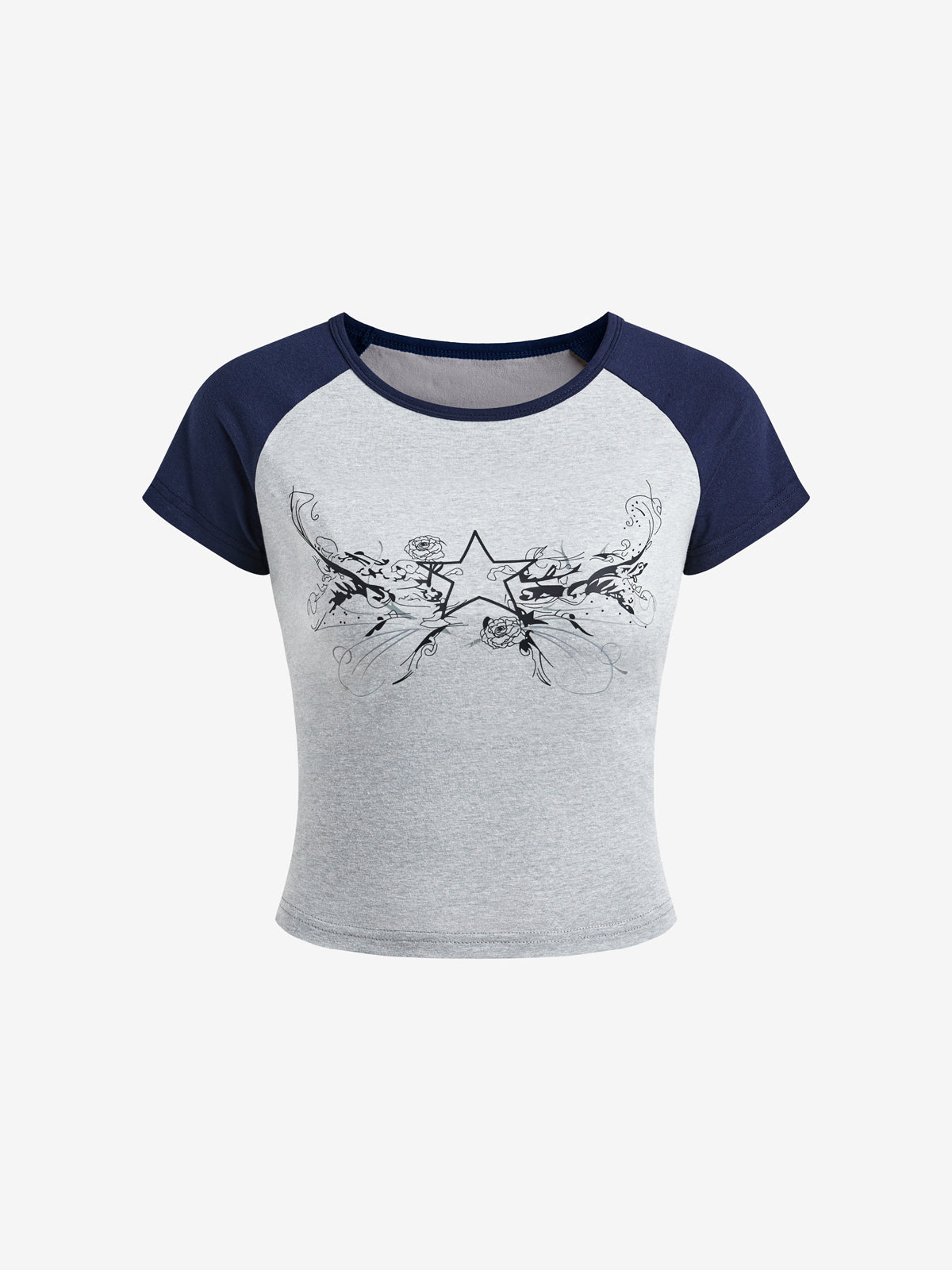 Retro Star Raglan Sleeve Cropped Top