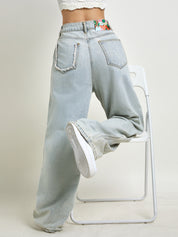 Women's light blue straight jeans