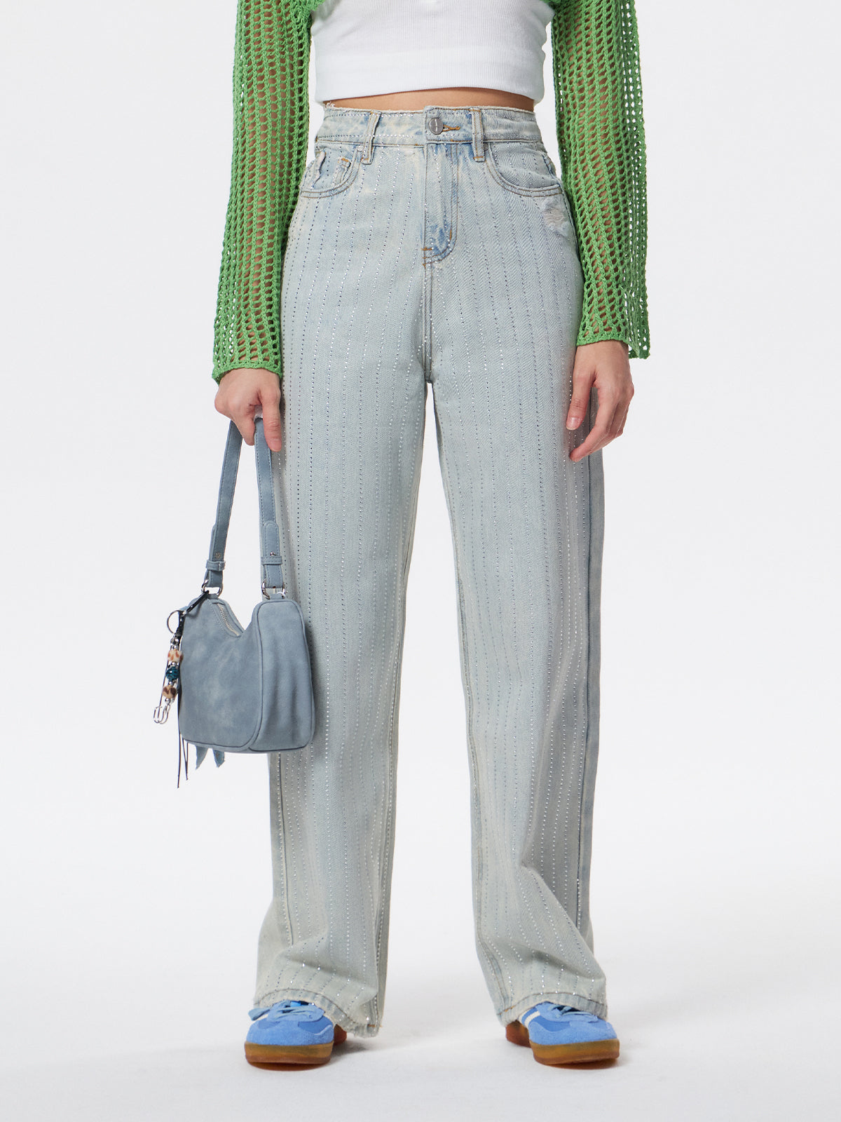 Women's light blue straight jeans