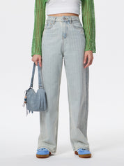 Women's light blue straight jeans