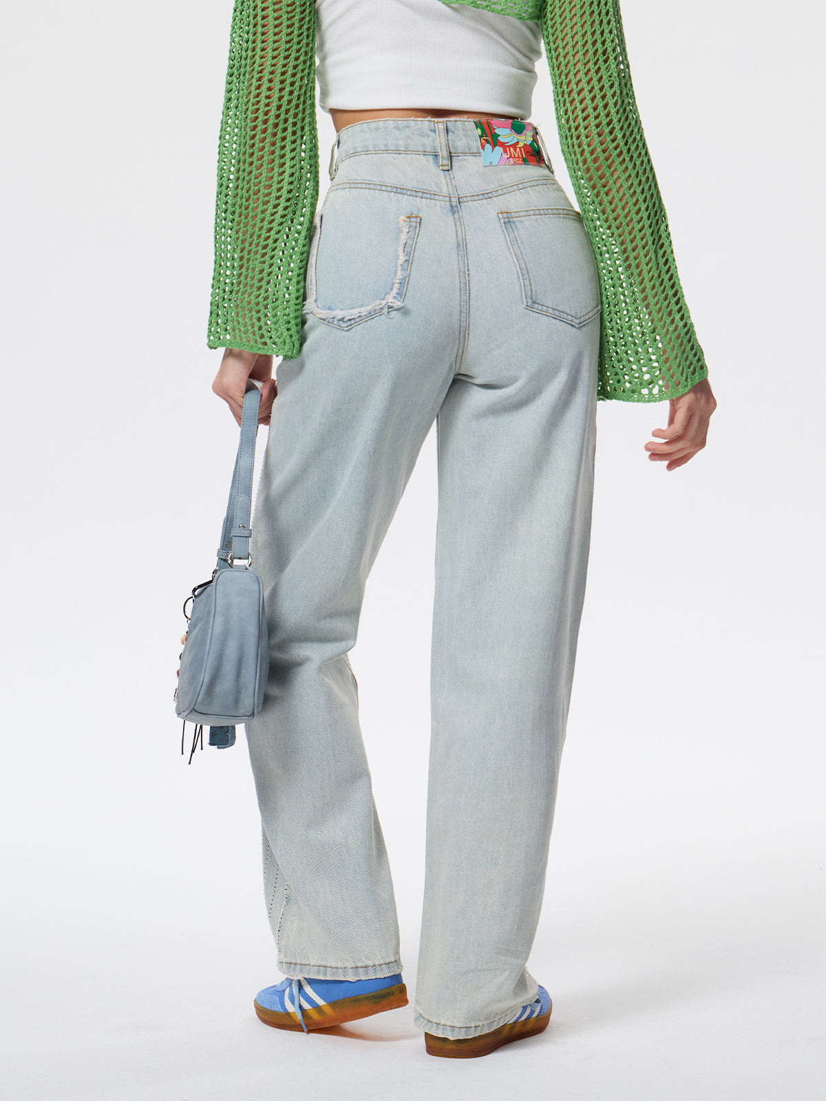 Women's light blue straight jeans