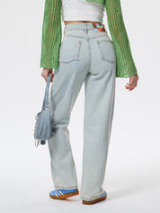Women's light blue straight jeans