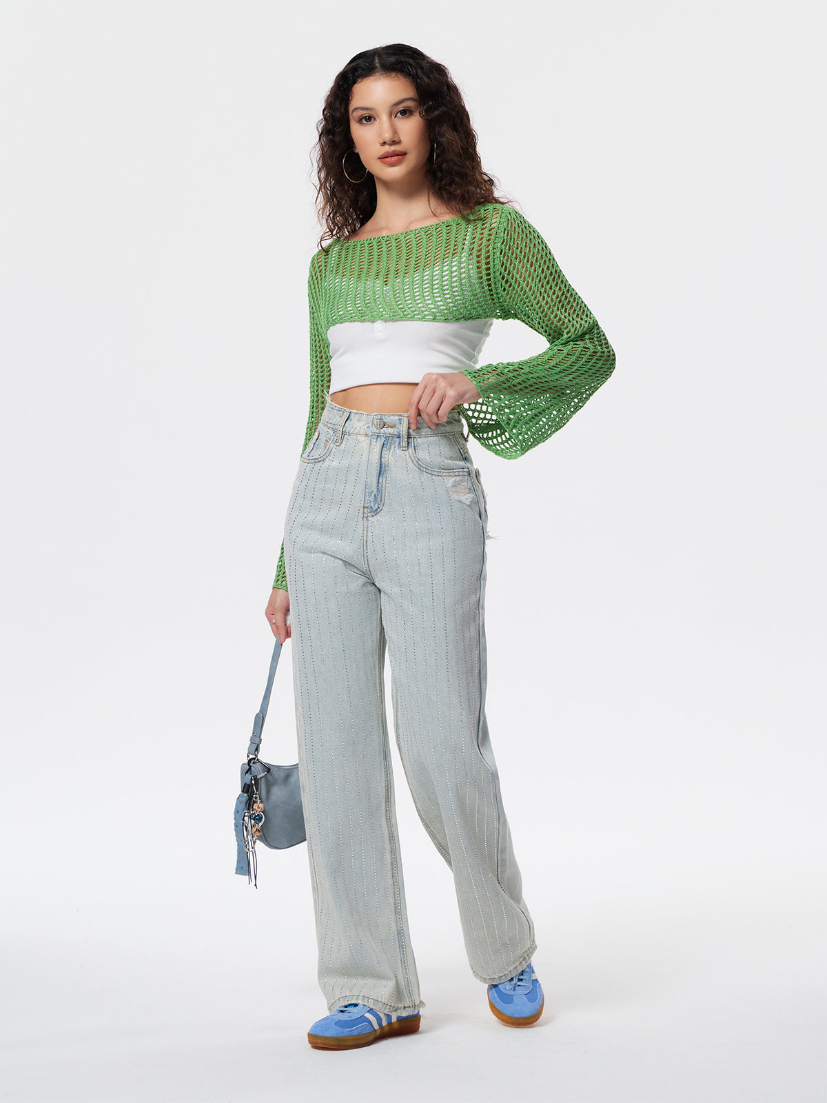 Women's light blue straight jeans