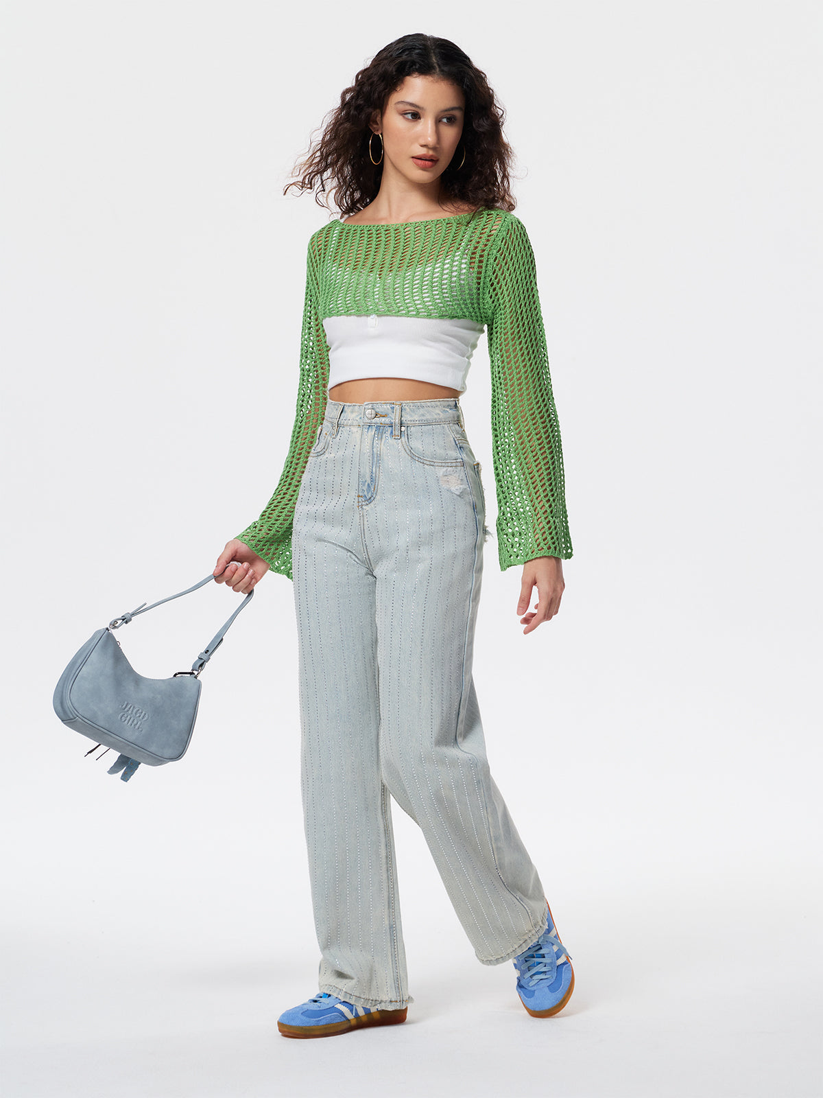 Women's light blue straight jeans