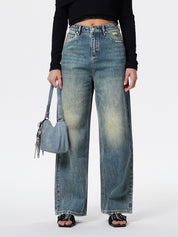 Women's Vintage Washed Distressed Jeans