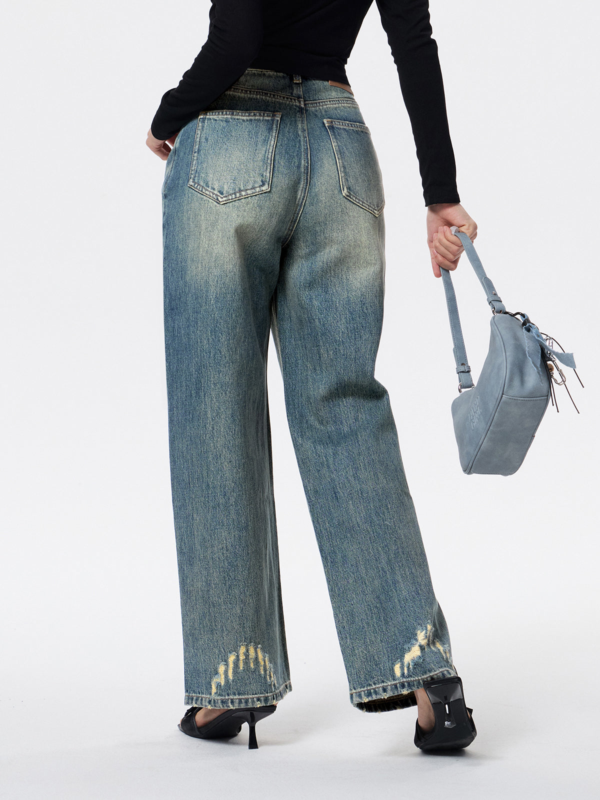 Women's Vintage Washed Distressed Jeans