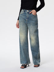 Women's Vintage Washed Distressed Jeans