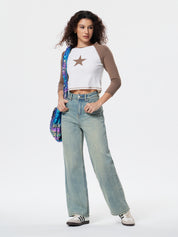 Women's Vintage High Street Straight Jeans