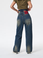 Women's Vintage Pleated Wide Leg Jeans