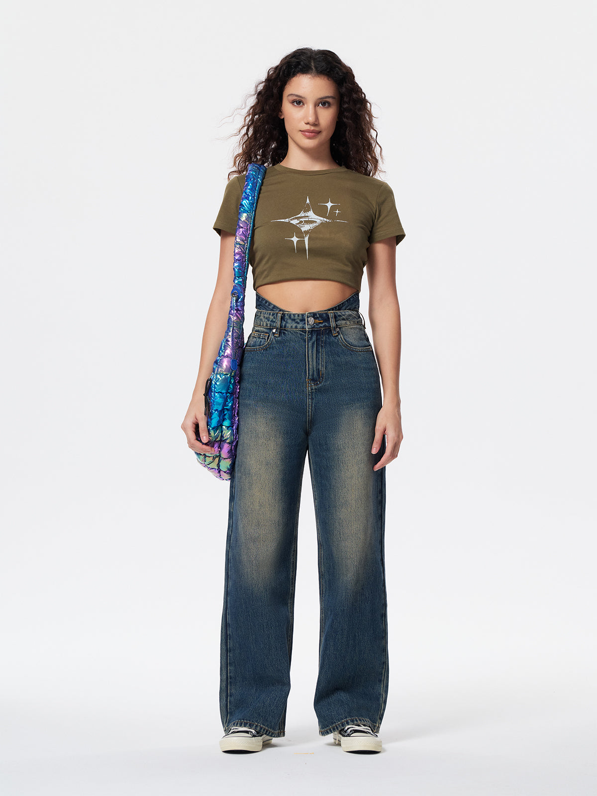 Women's Vintage Pleated Wide Leg Jeans