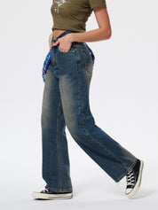 Women's Vintage Pleated Wide Leg Jeans