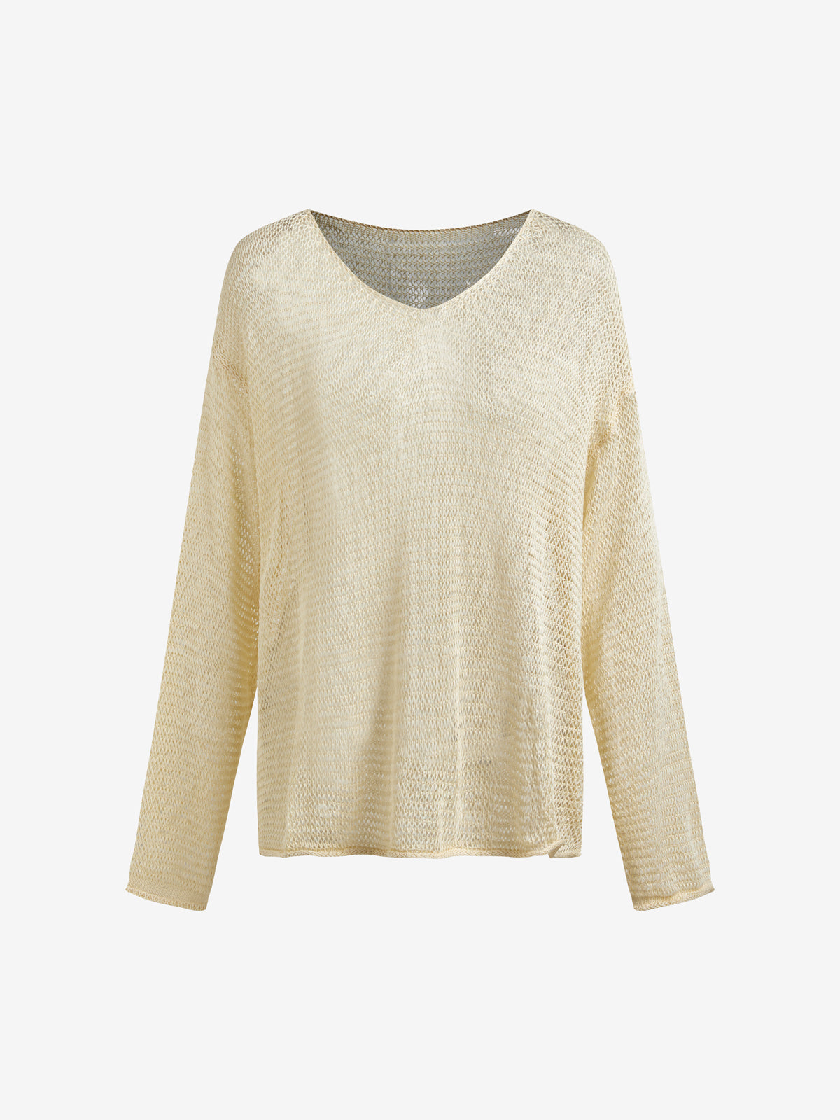 Oversized Long Sleeve Crochet Knit Top