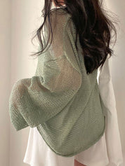 Oversized Long Sleeve Crochet Knit Top