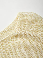 Oversized Long Sleeve Crochet Knit Top