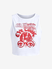 Eye Look Graphic Crop Tank Top