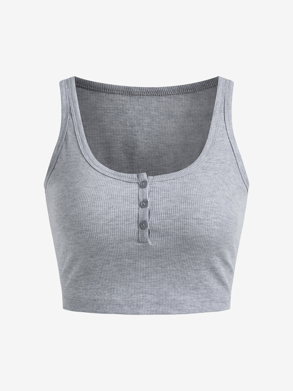 Buttoned Rib Crop Tank Top