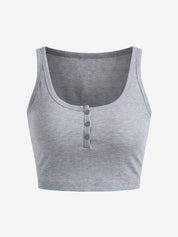 Buttoned Rib Crop Tank Top