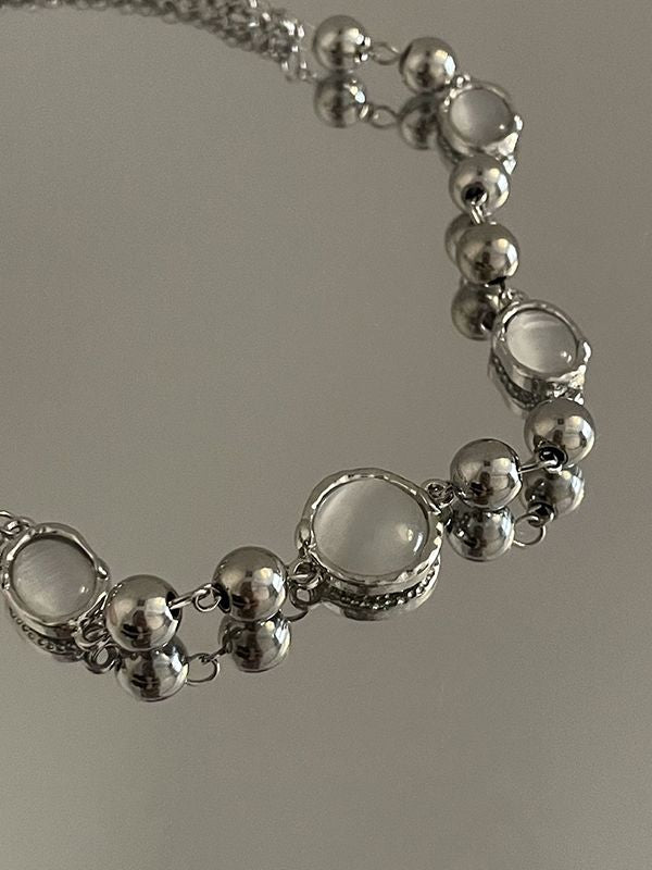 Grunge Faux Gem Decor Beads Necklace